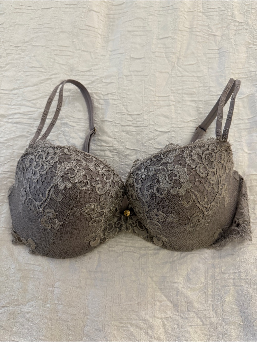 Victoria’s Secret “Very Sexy” Lace Underwire Padded Demi Bra Taupe Gray 36C